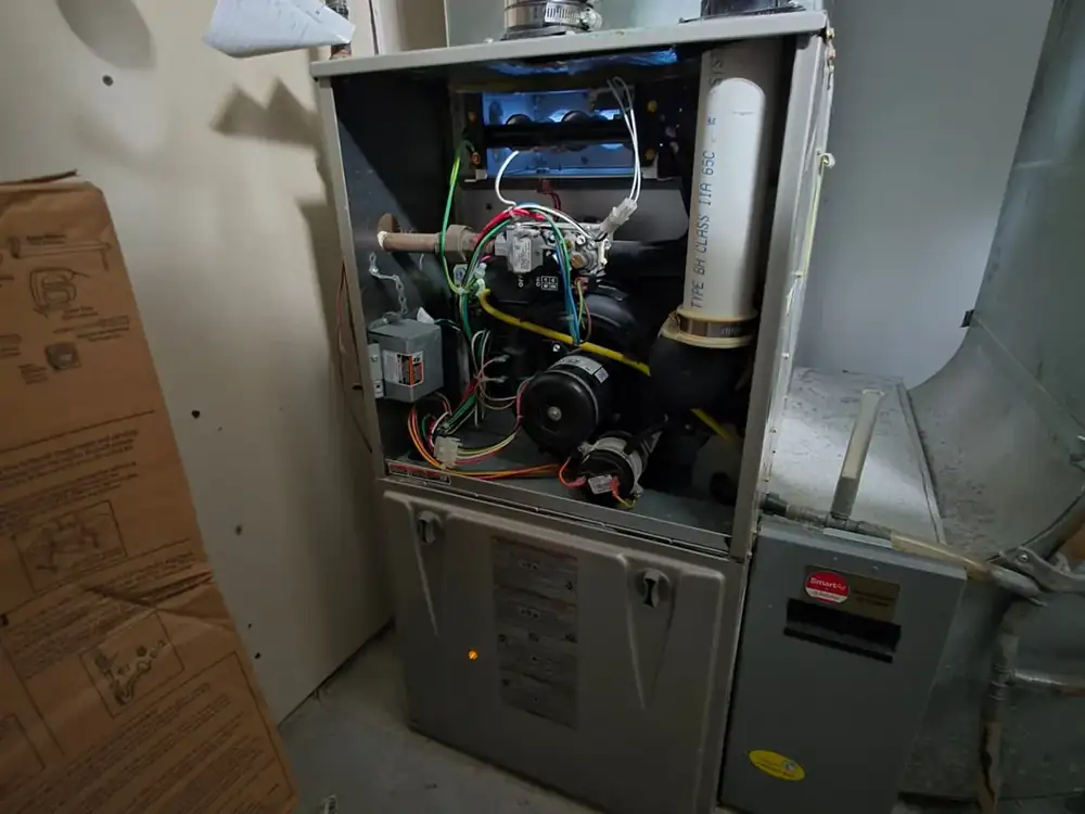 Gas furnace burner and inducer inspection during a no-heat service call